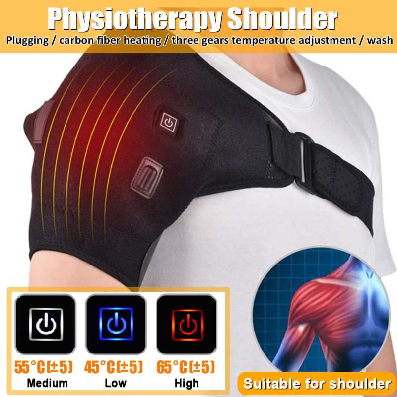Heated Shoulder Wrap Brace Portable Electric 3 Heating Setting Wireless Infrared Pad Strap with Hot Cold Therapy for Rotator Cuff Frozen Shoulder Relax Muscle Pain Relief Shoulder Compression Sleeve