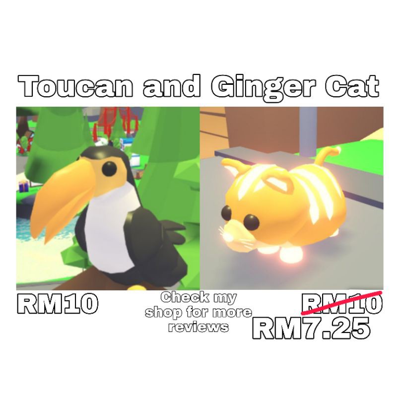 Adopt Me Toucan Starfish Ginger Cat Ultra Rare Pet Star Rewards Shopee Malaysia - ginger cat adopt me roblox shopee malaysia