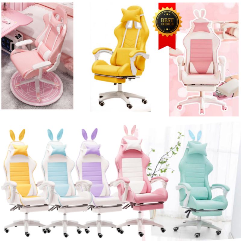 PINK Pastel Gaming Chair Rabbit Gaming Yellow Mint Purple Pink Gaming