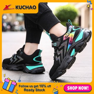 KUCHAO Kasut Sukan Budak Lelaki Boy Mesh Sport Shoes Breathable Kid's Running Shoes Travel Hiking Shoes Children's Casual Sneakers Soft fashion