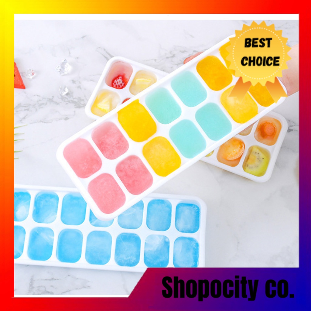 14 Grids Ice Cube Tray With Cover Silicone Ice Cube Tray Maker Ice Candy Pudding Tray