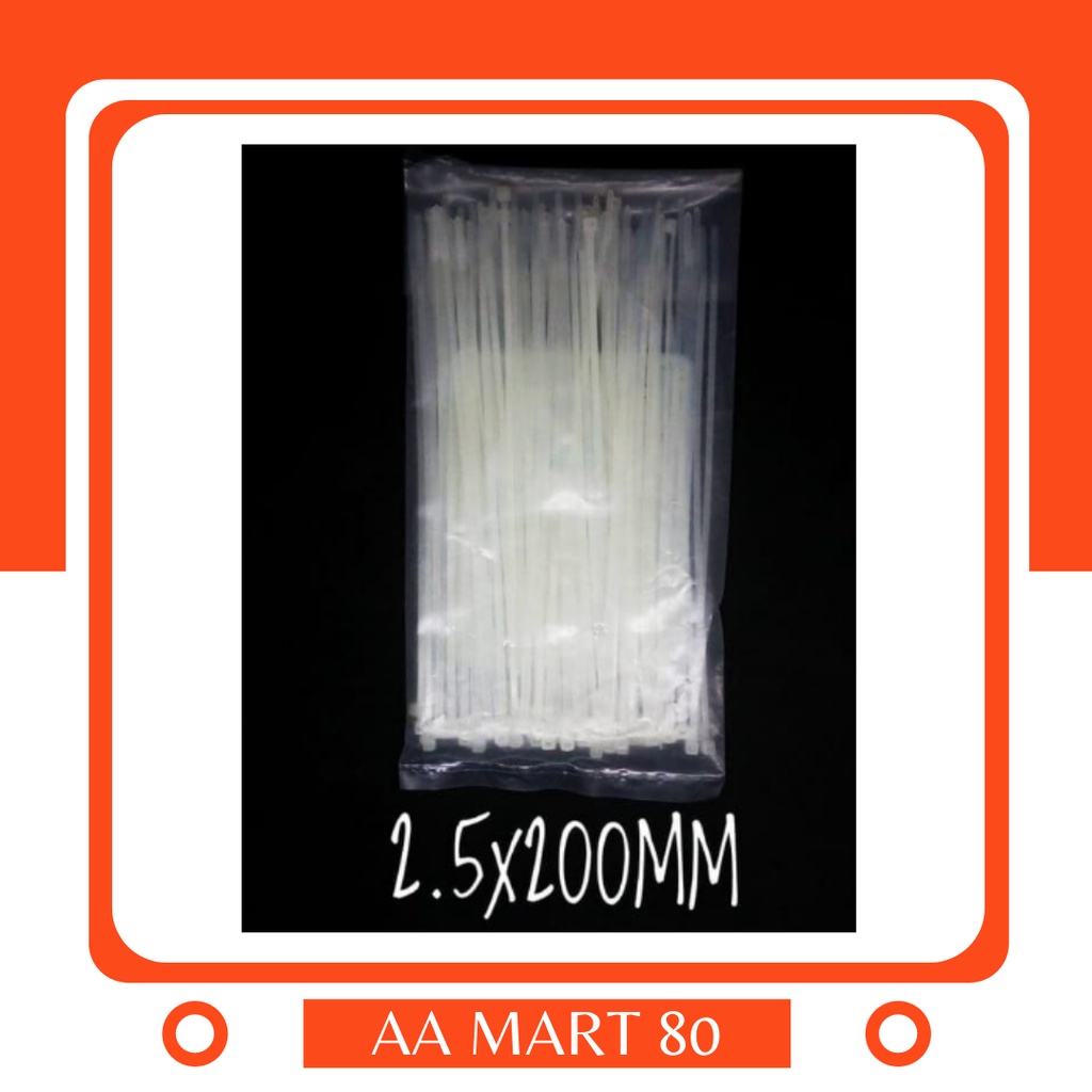 Cable TIES 2.5x200MM White TIS CABLE Binder CABLE TIE 100 PCS