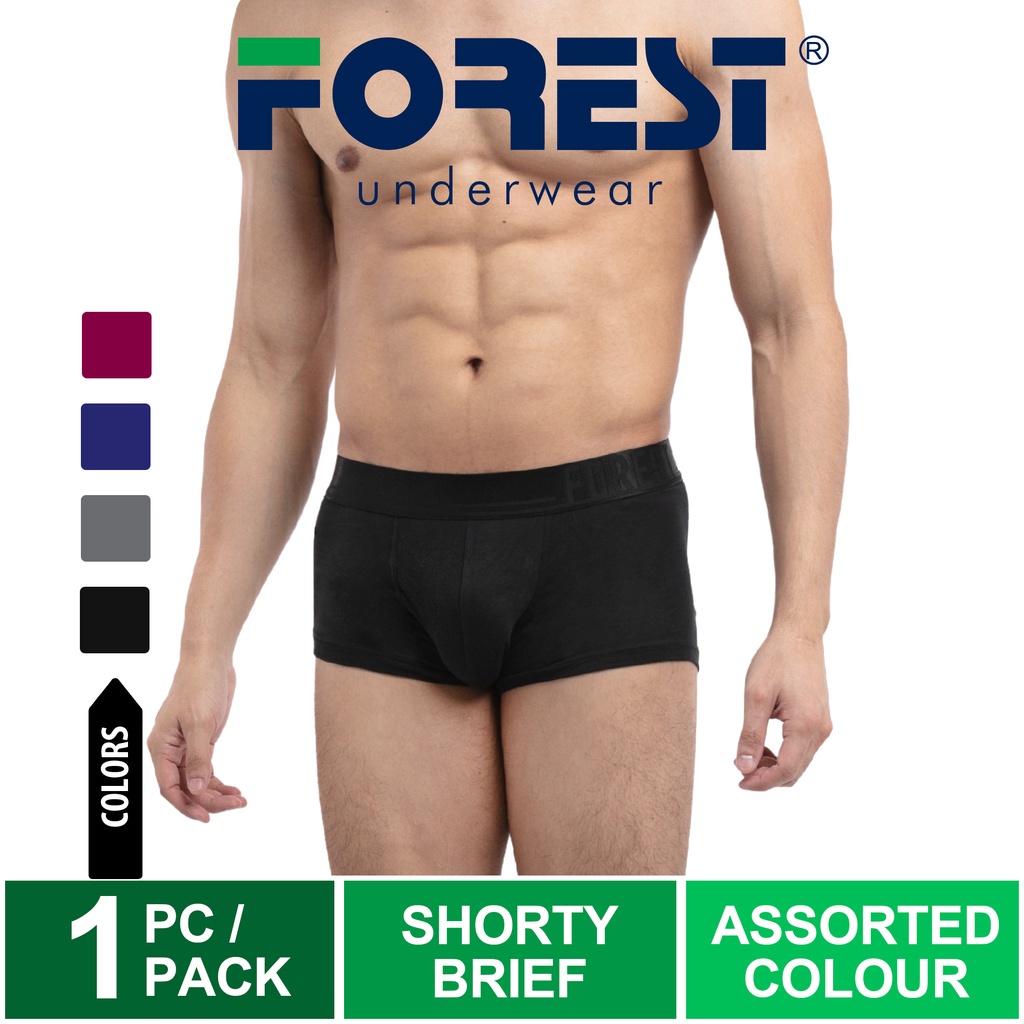 ( 1 Piece ) Forest Underwear Bamboo Spandex Shorty Brief Selected Colour - OUF0002S