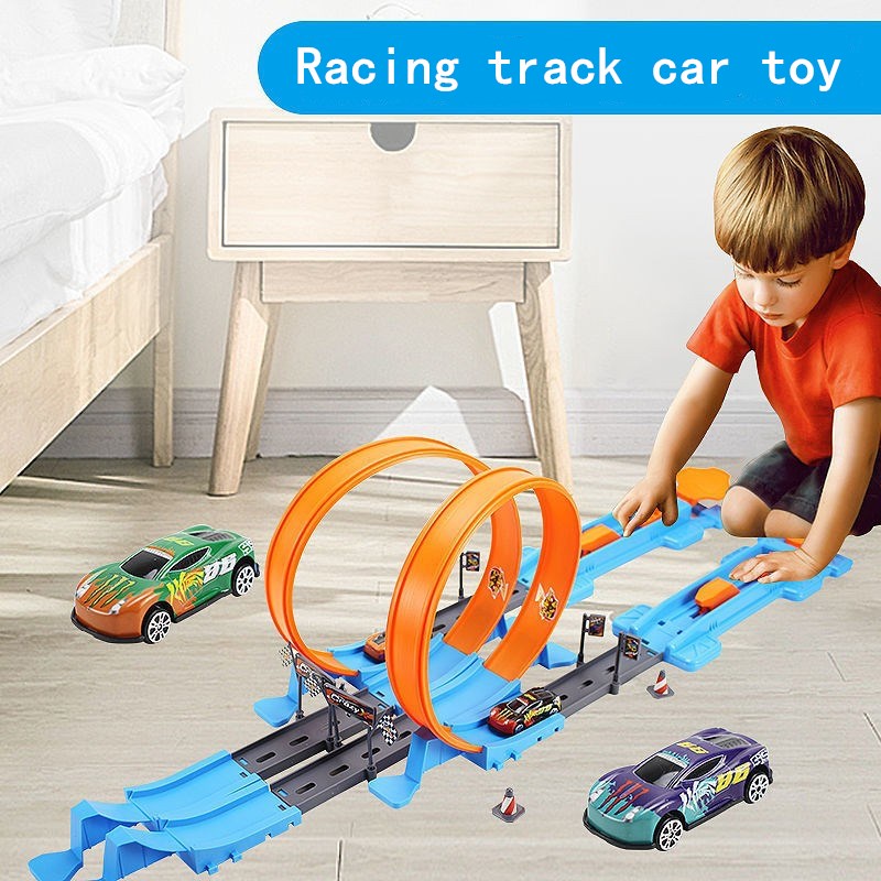 Racing car track catapult car boy DIY track car kereta mainan baby ...