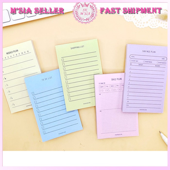 80 Sheets Sticky Note Notepad Weekly Plan Daily Plan Shopping List Food List Important Notepad To Do List Savings Plan Shopee Malaysia