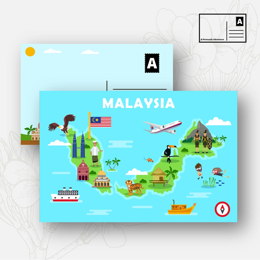 Postcards Adventure Malaysia Map Postcard Shopee Malaysia