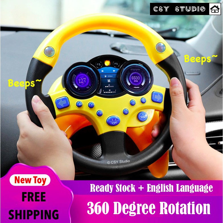 English Version Steering Wheel Toy Driving Simulator Stereng Mainan Budak Stereng Kereta Mainan Kereta Pretend Driving