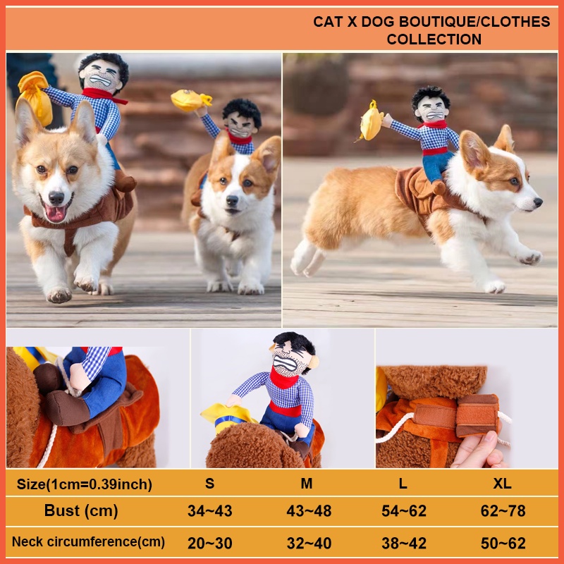 Must Purpose 【Funny】Cartoon Pet Cowboy Riding Dress Up Supplies Costumes Cospaly Halloween Dog Clothes hoodie Ess... - Image 2