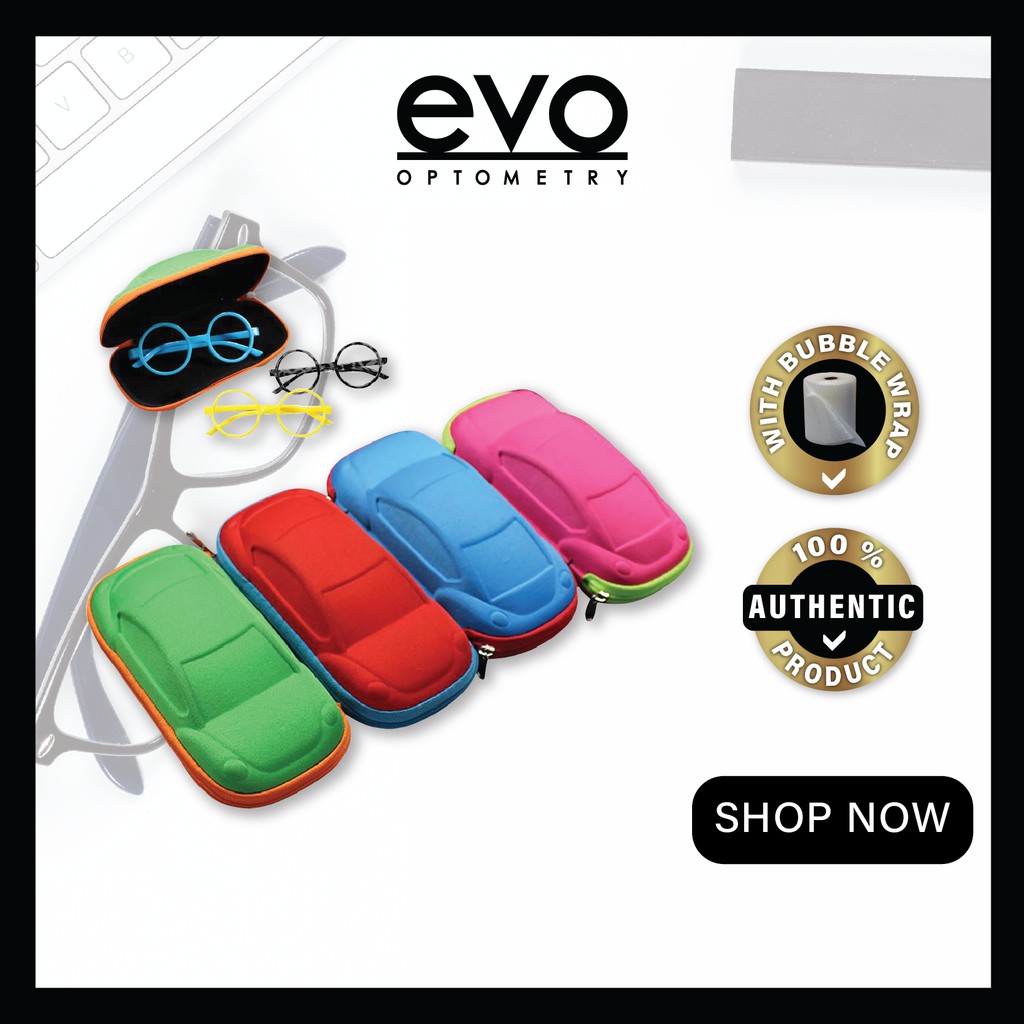 evo Car Shape Glasses Case Sunglasses Zipper Kids Casing Spectacle Box Bekas Cermin Mata