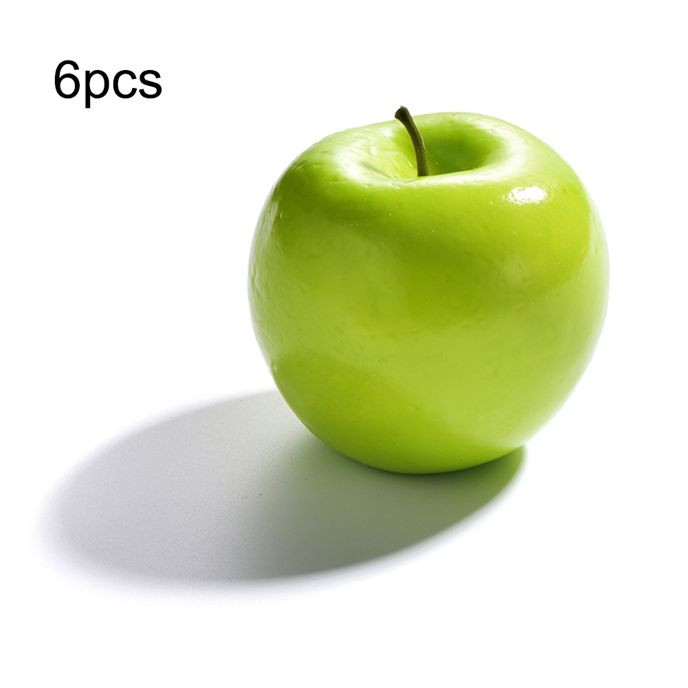 6 X Pcs Artificial Green Apples Fake Fruit Home Kitchen Cabinet