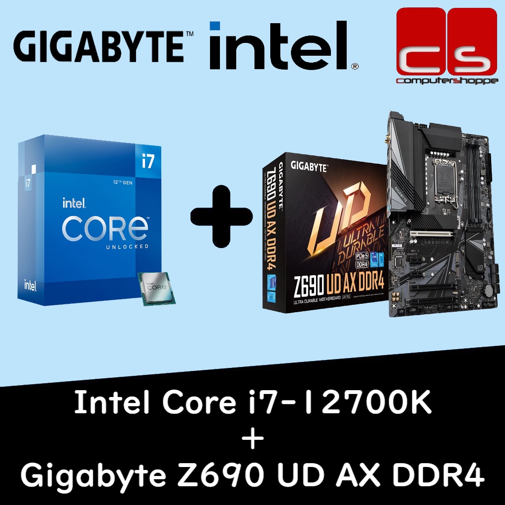 Intel i712700K Processor + Gigabyte Z690 UD AX DDR4 Motherboard Combo
