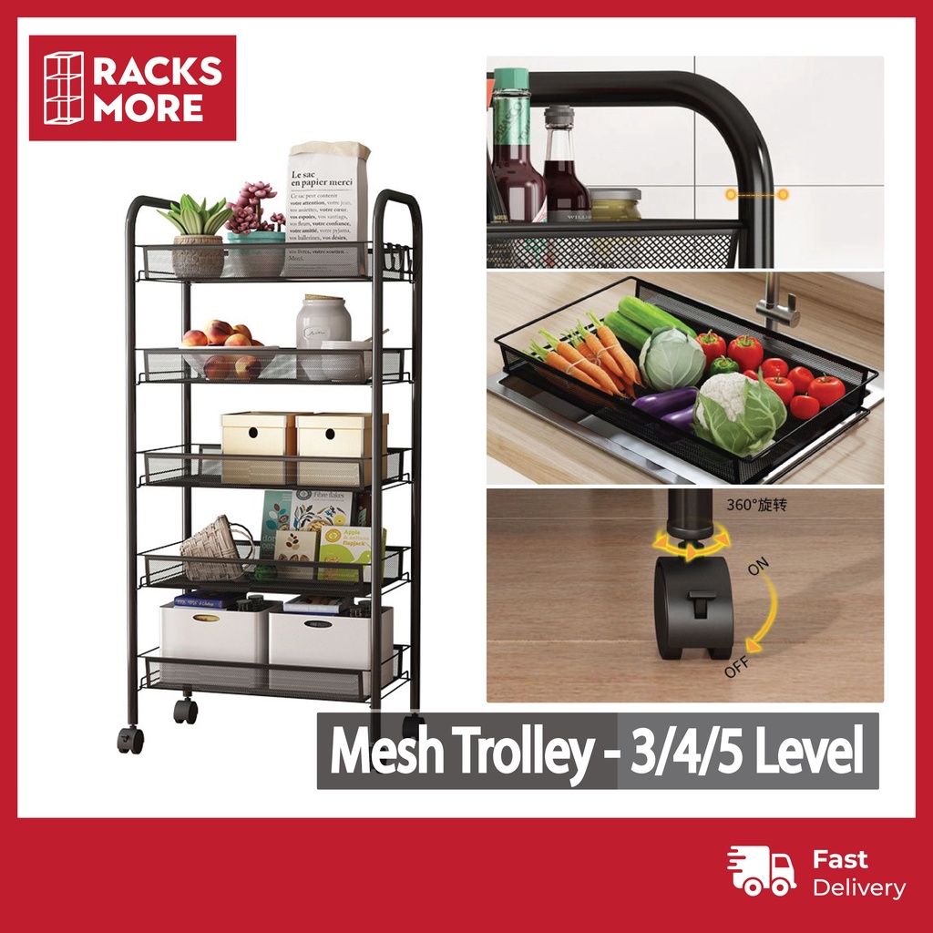 [Ready Stock] Trolley Rack Metal Steel Trolley Storage Rack Rak Troli
