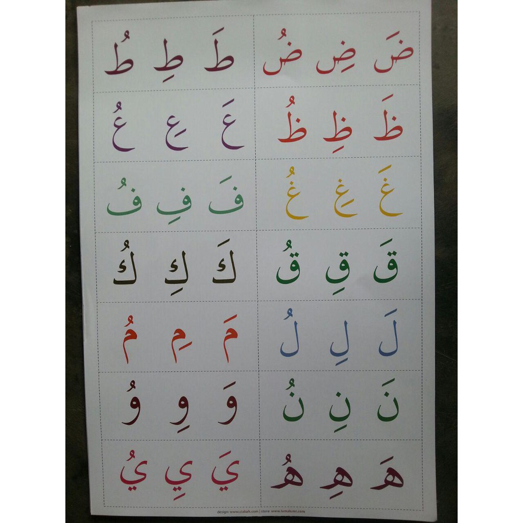 Harakat Hijaiyah Letter Posters For Kids 2 Sheets Real Color | Shopee ...