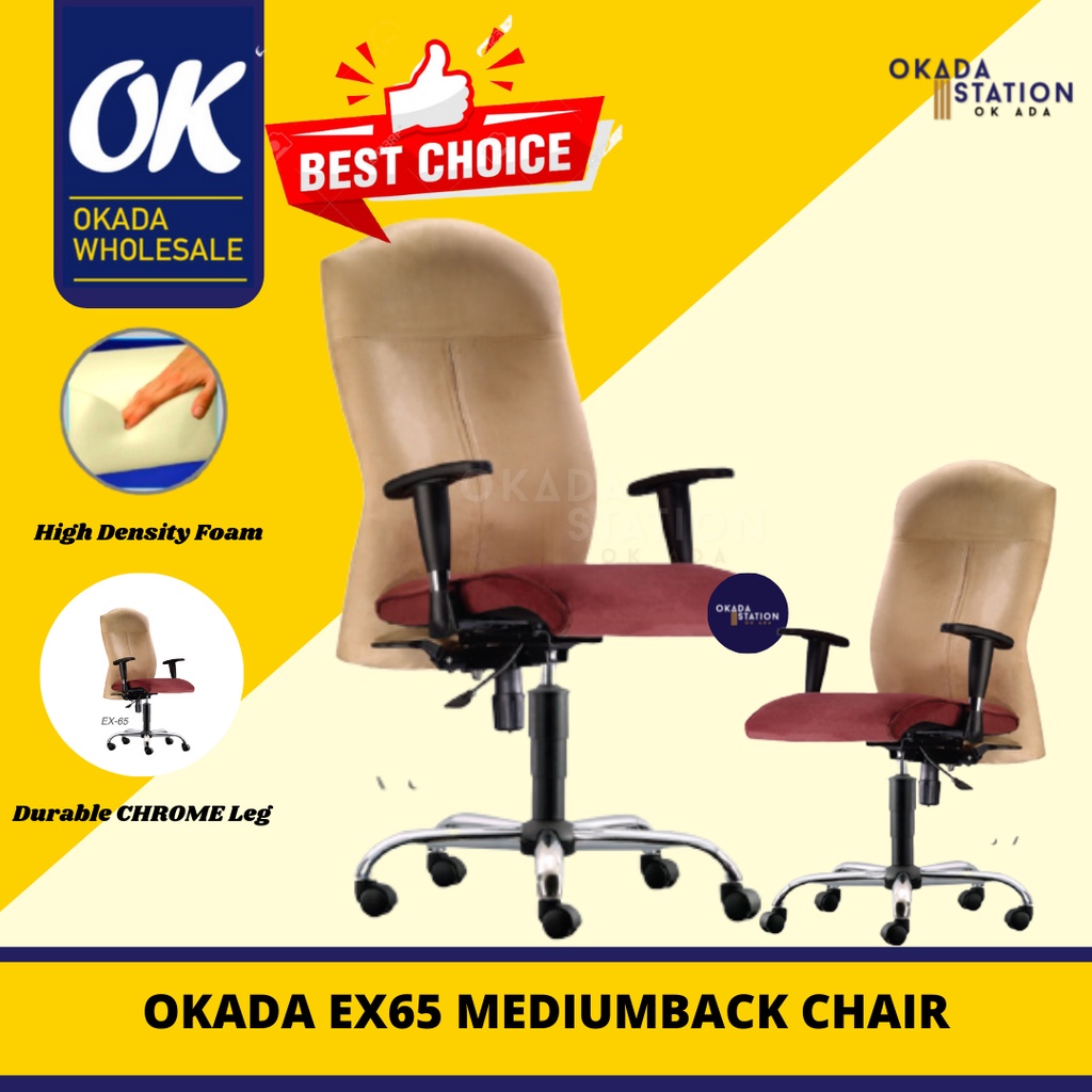 OKADA EX65 Leather MEDIUMBACK Office Chair / Kerusi Office / Executive