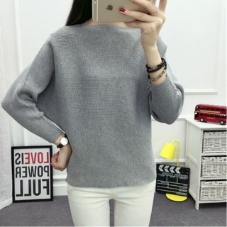 BLOUSE KNITTED  MUSLIMAH Baju  Women Plain Long Sleeves 