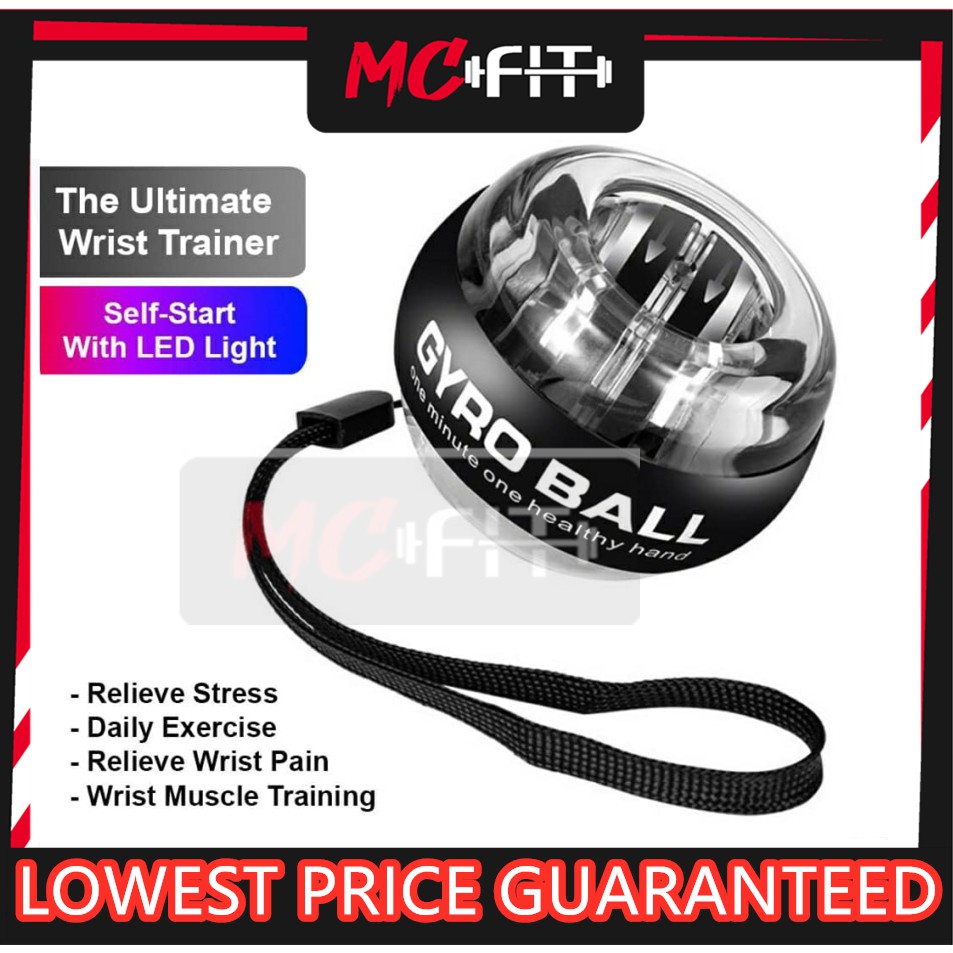 MCFIT Gyro Ball Gyroscope LED Wrist Ball Power Gym Training Exercise Tool Tennis Arm Muscle Force Fitness Trainer 带灯腕力球