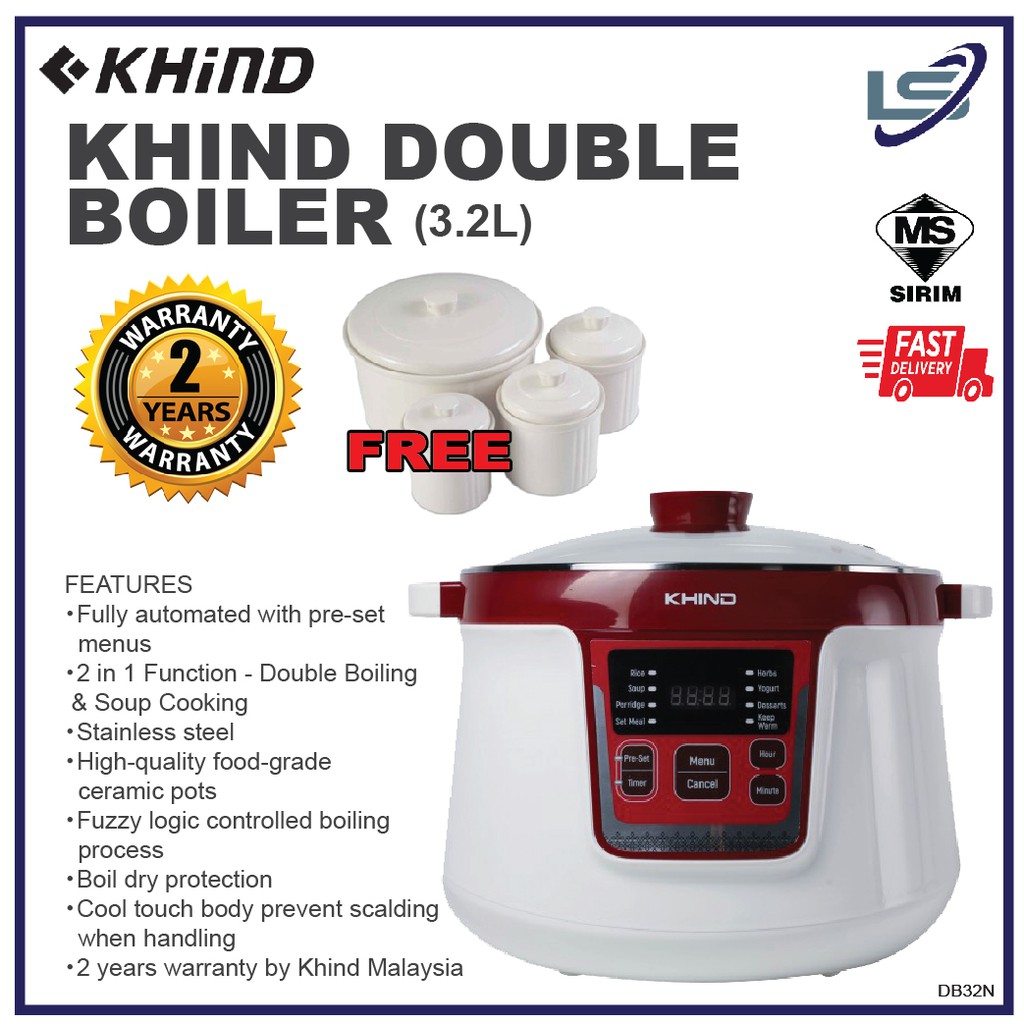 KHIND 3.2L Double Boiler white (O) DB32N Shopee Malaysia