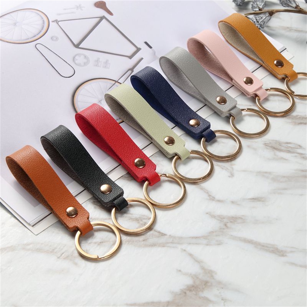 8 Colors Fashion PU Leather Keychain Men's Business Key Chain Gift Classic Car Key Holder Accessories