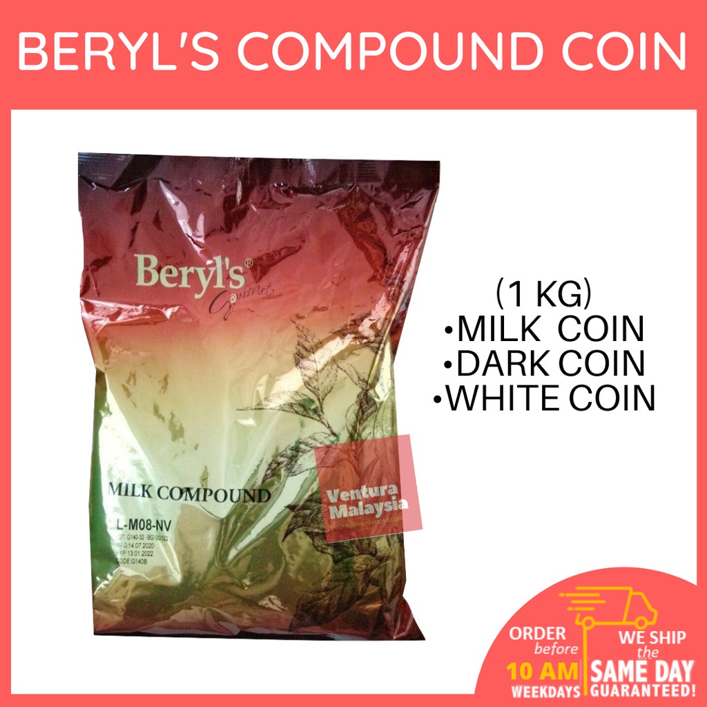 (1kg) Beryl's Milk Compound Coin Chocolate, Dark and White Shopee