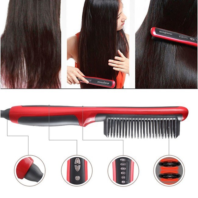 Curling comb sikat Wooden comb comb ZAPPO Electric Straight Hair Comb ...