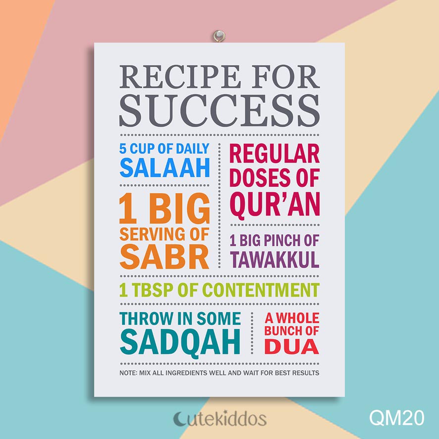 KAYU HIASAN DINDING Wall Hanging Poster Wood Quotes Islamic Inspirational Recipe for success