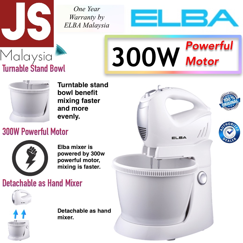 ELBA Stand Mixer 300W Powerful Motor 3L ESMBE3030(WH) Shopee Malaysia
