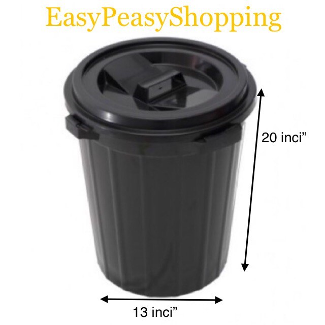 Best Quality Black Rubbish Bin 12Gallon Tong Sampah Hitam  