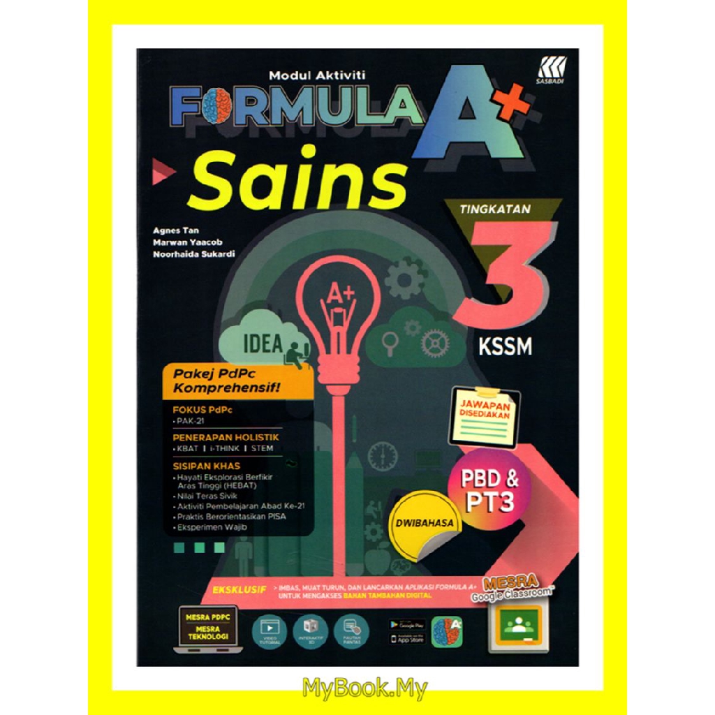 Myb Buku Latihan Modul Aktiviti Formula A Kssm Tingkatan 3 Sains Science Dwibahasa Sasbadi Shopee Malaysia