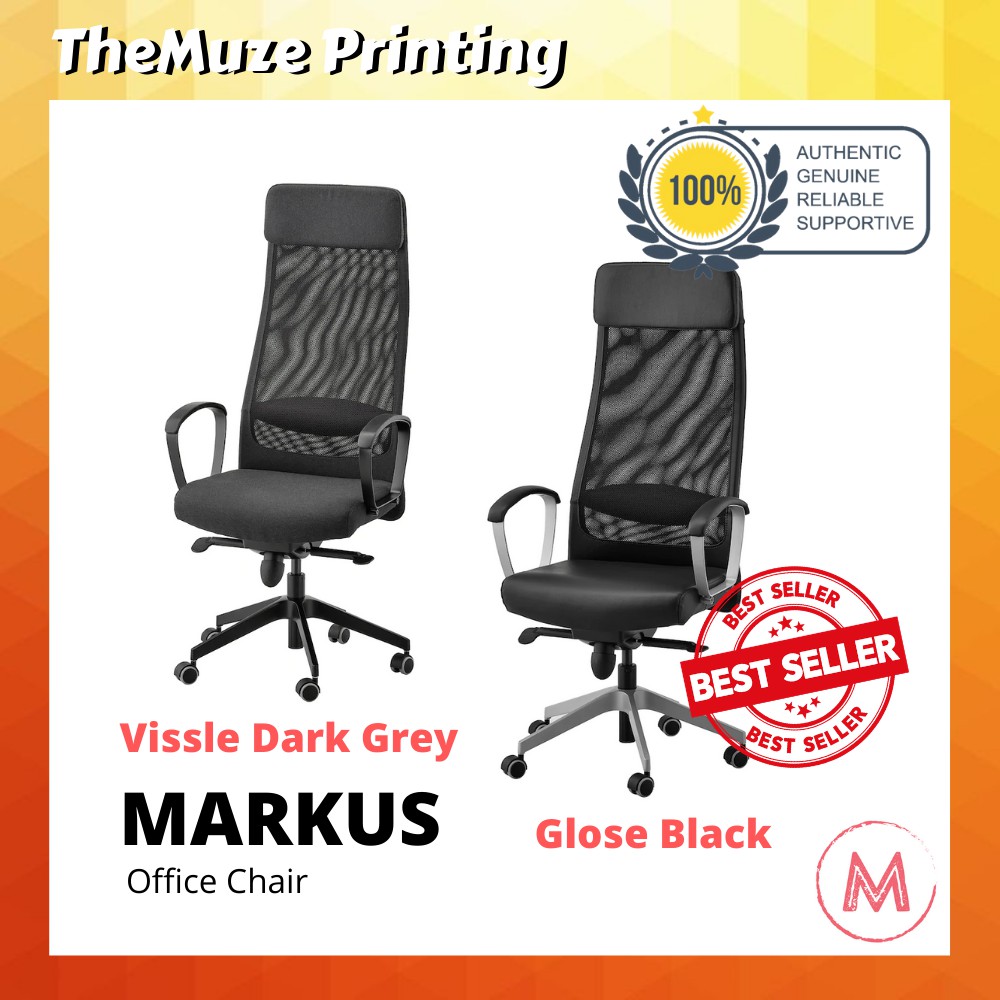 Buy Markus Office Chair Black Glose Robust Vissle Dark Grey 100 I Kea Brand Seetracker Malaysia