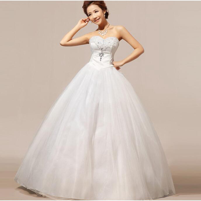 New Bride Wedding Dress Bra Top Crystal Korean Lace Embroidery