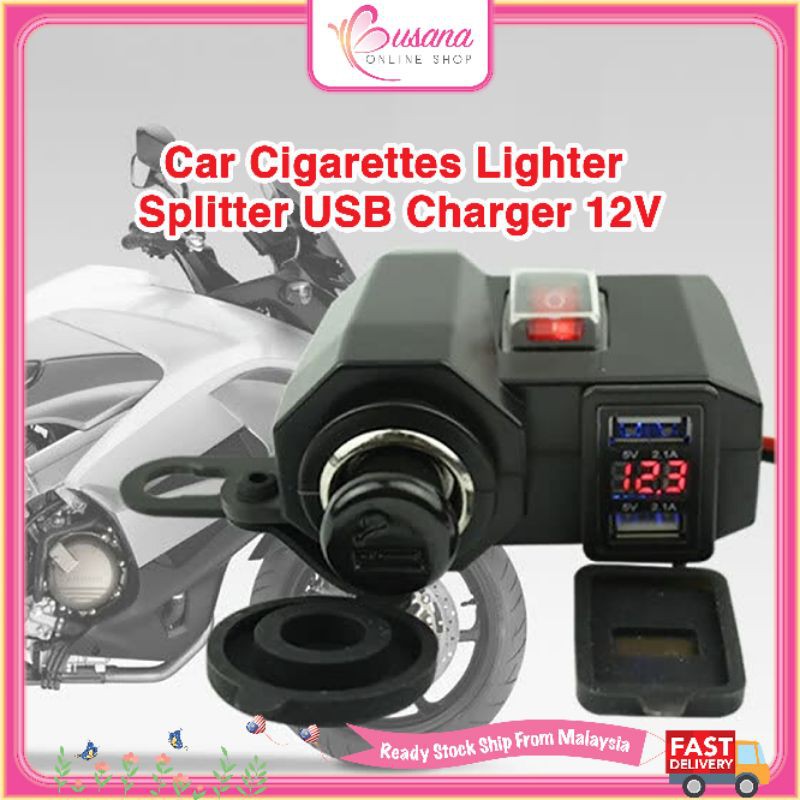 Car Cigarettes Lighter Spliter USB Charger 12V For Motorcycle Water Proof LRD