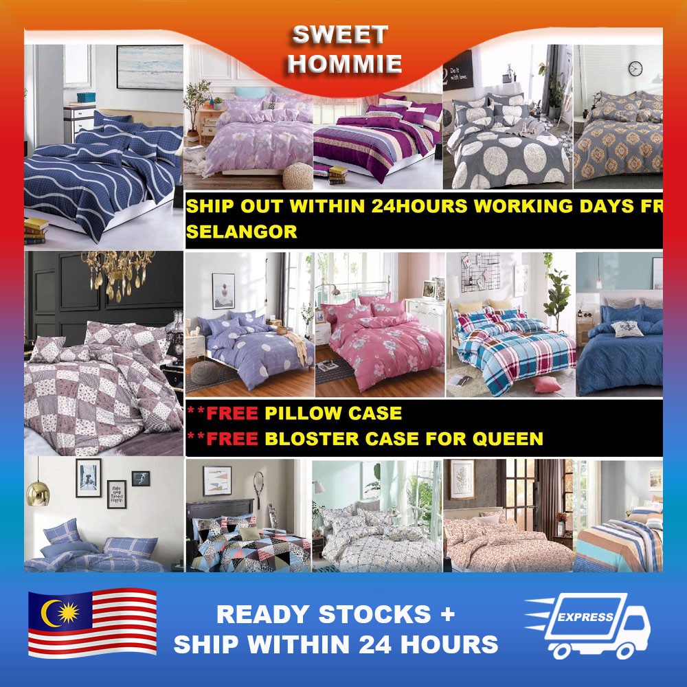 Murah Ready Stock Selangor Single Queen Fitted Bedding Bedsheet With Pillow Cover 100 Cotton Bed Sheet Cadar Shopee Malaysia