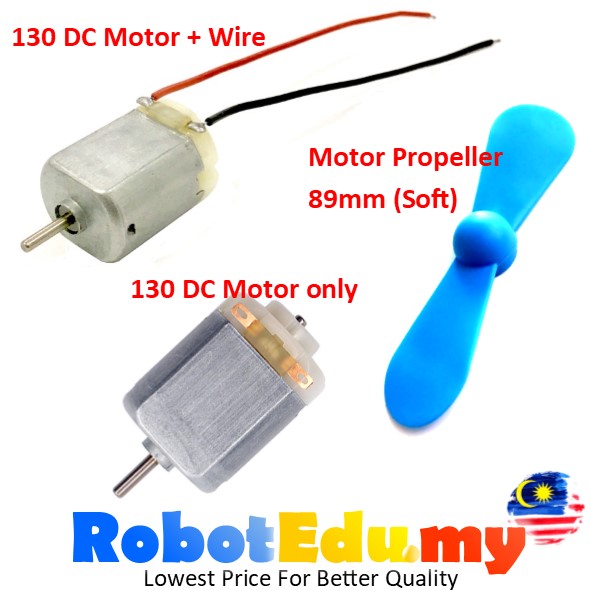 130 DC Motor / DC Motor with Wire / 89mm Propeller -Mini Small 1-6v 0.4A High Speed Toy Toys RC 2WD Car Arduino Robotics