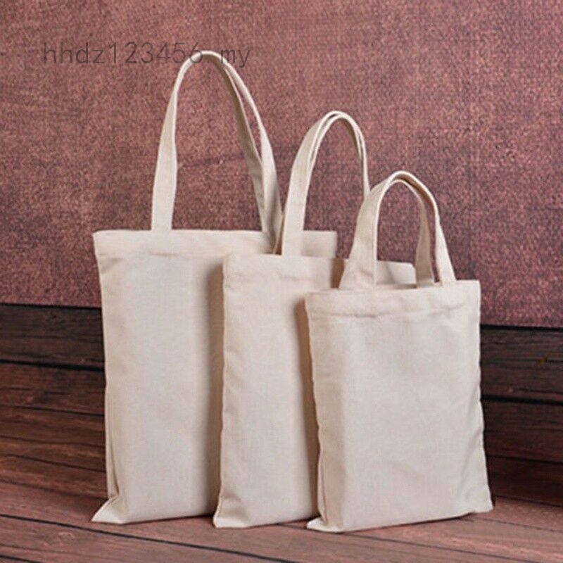 (10 Pack) Reusable Cotton Canvas Blank Plain Tote Bags Shopping Craft  Groceries