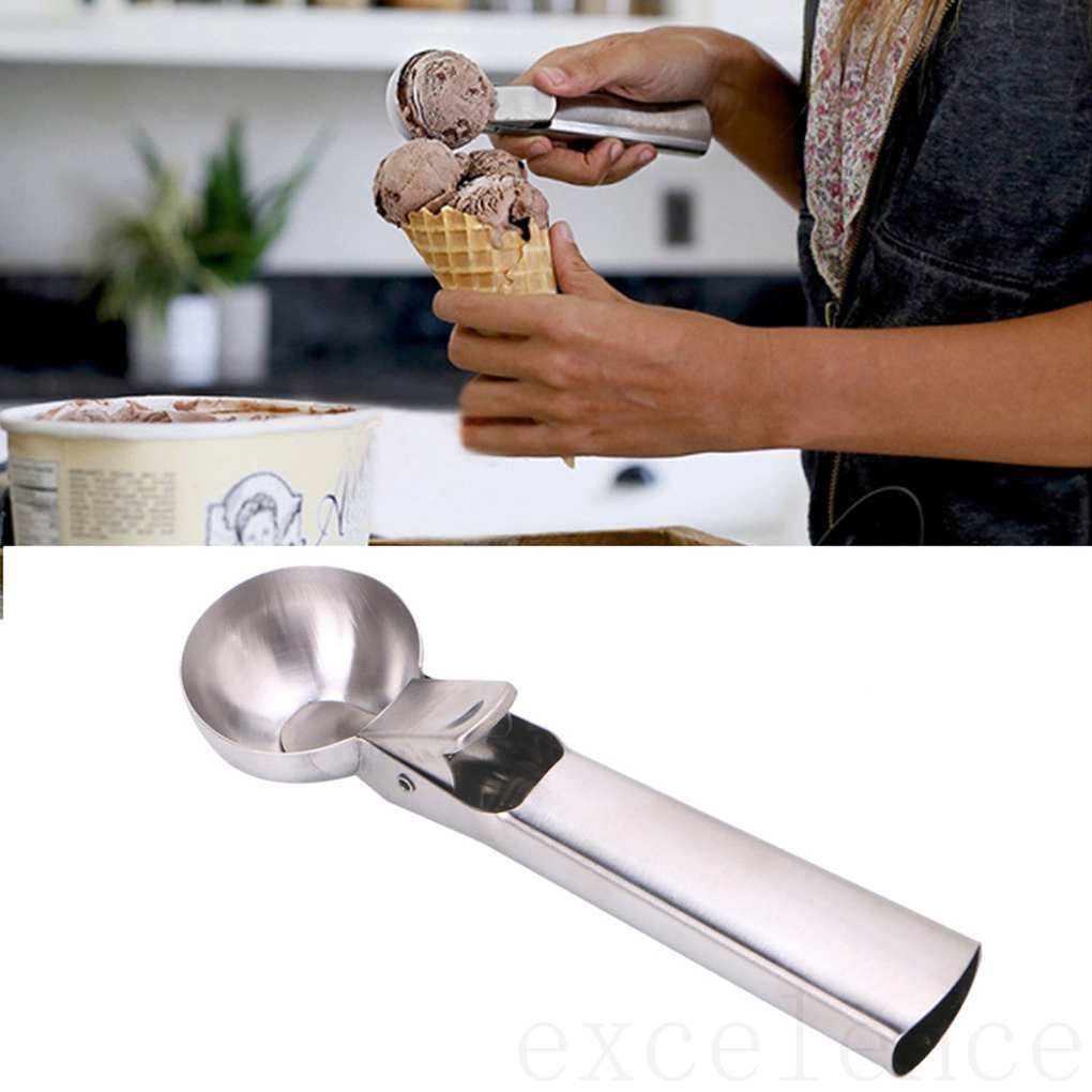 Stainless Steel Ice Cream Scoop Ball Maker Frozen Yogurt Cookie Dough Meat Balls Spoon ELEN