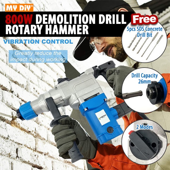MYDIYHOMEDEPOT KEEPFIX ROTARY HAMMER DRILL 2 MODE 26MM 800W