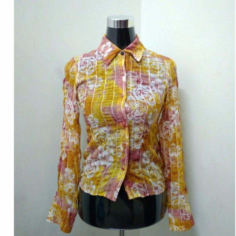 VON DUTCH Yellow Pink Abstract Kemeja Lengan Panjang | Shopee Malaysia