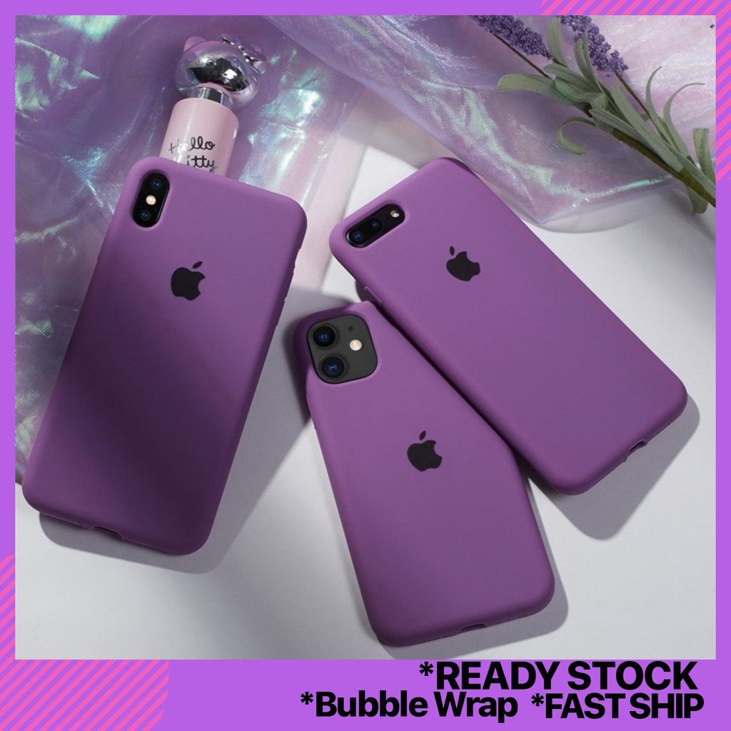 High Quality Iphone 11 Pro Max Xs Max Xr 8 Plus 7 Plus Dark Purple Liquid Silicone Cover Candy Color Casing Full Shopee Malaysia