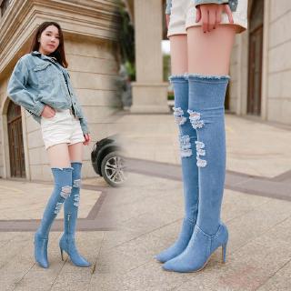blue denim heels women's shoes