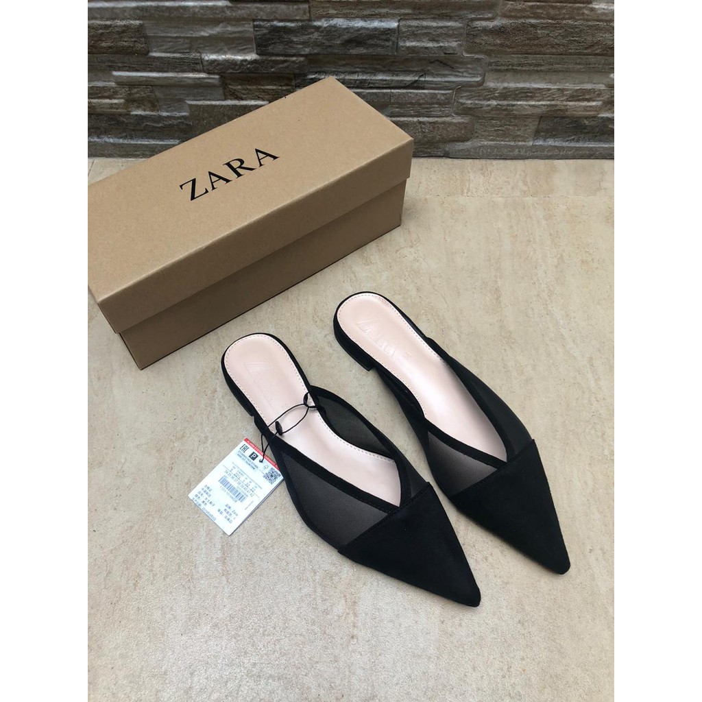 zara black flat shoes