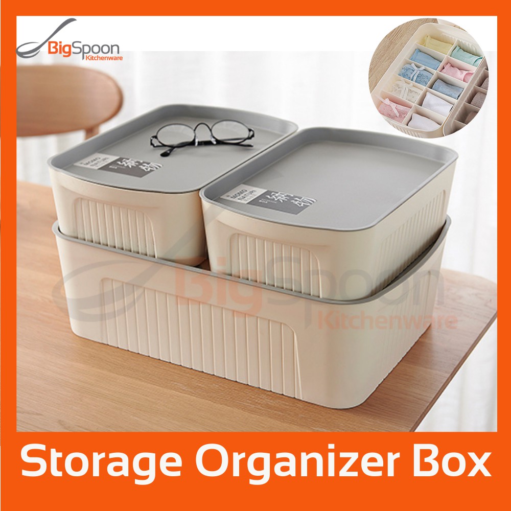 BIGSPOON Stackable Storage Box Cupboard Organizer with Cover for