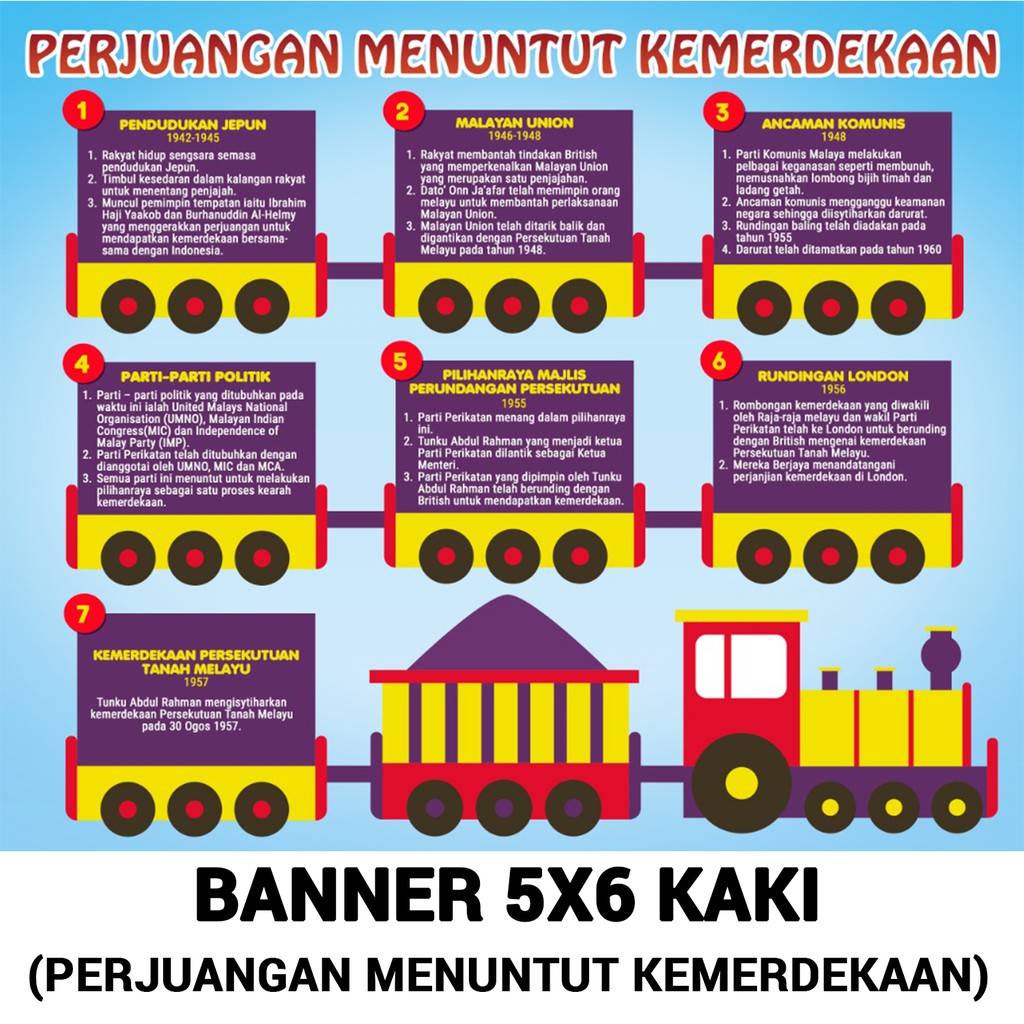 Banner Perjuangan Menuntut Kemerdekaan Saiz 5x6 Kaki Saiz Besar