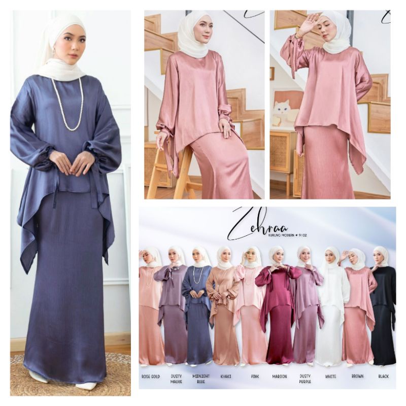 Baju Kurung Satin Zehraa! 9102 Modern Kurung Satin Zehraa! Kurung Nikah ...