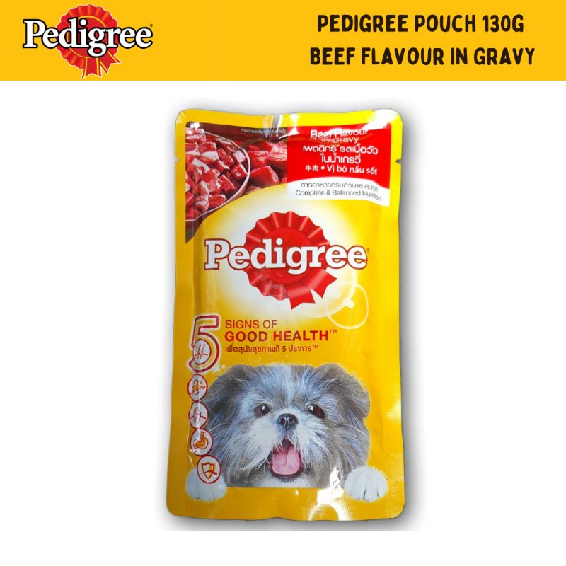 Pedigree Pouch 130gr Beef Flavor in Gravy - Adult Dog Food Sachets