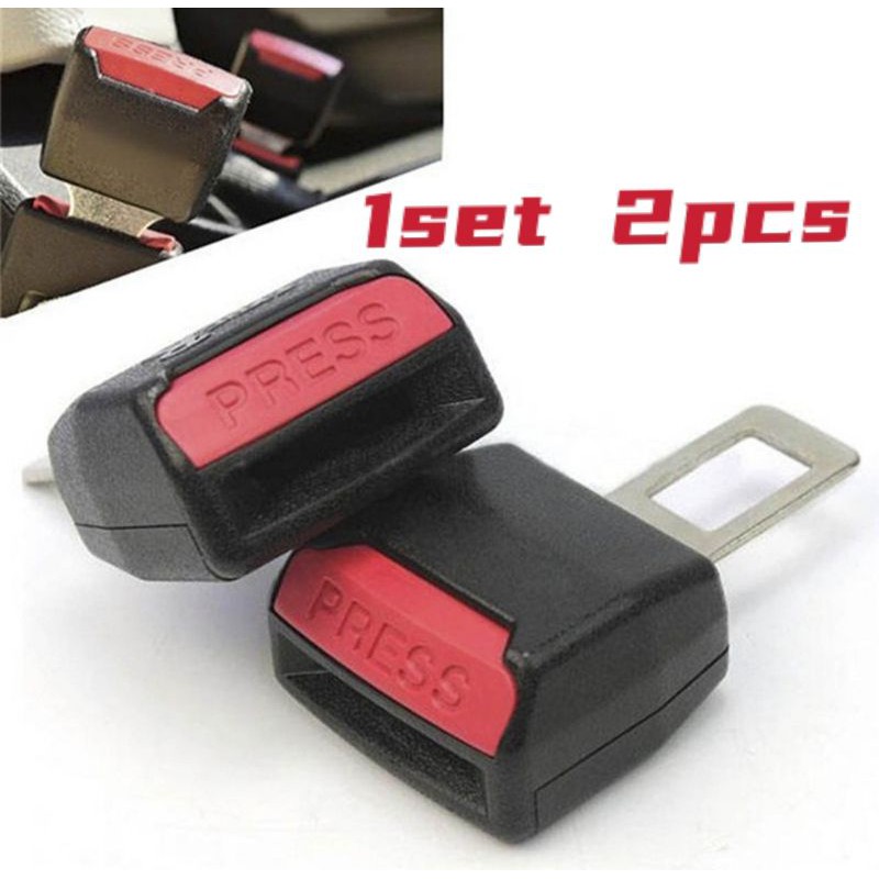 2pcs CAR SAFETY SEAT BELT BUCKLE ALARM STOPPER CLIP CLAMP - Black/Grey/Beige (2pcs)