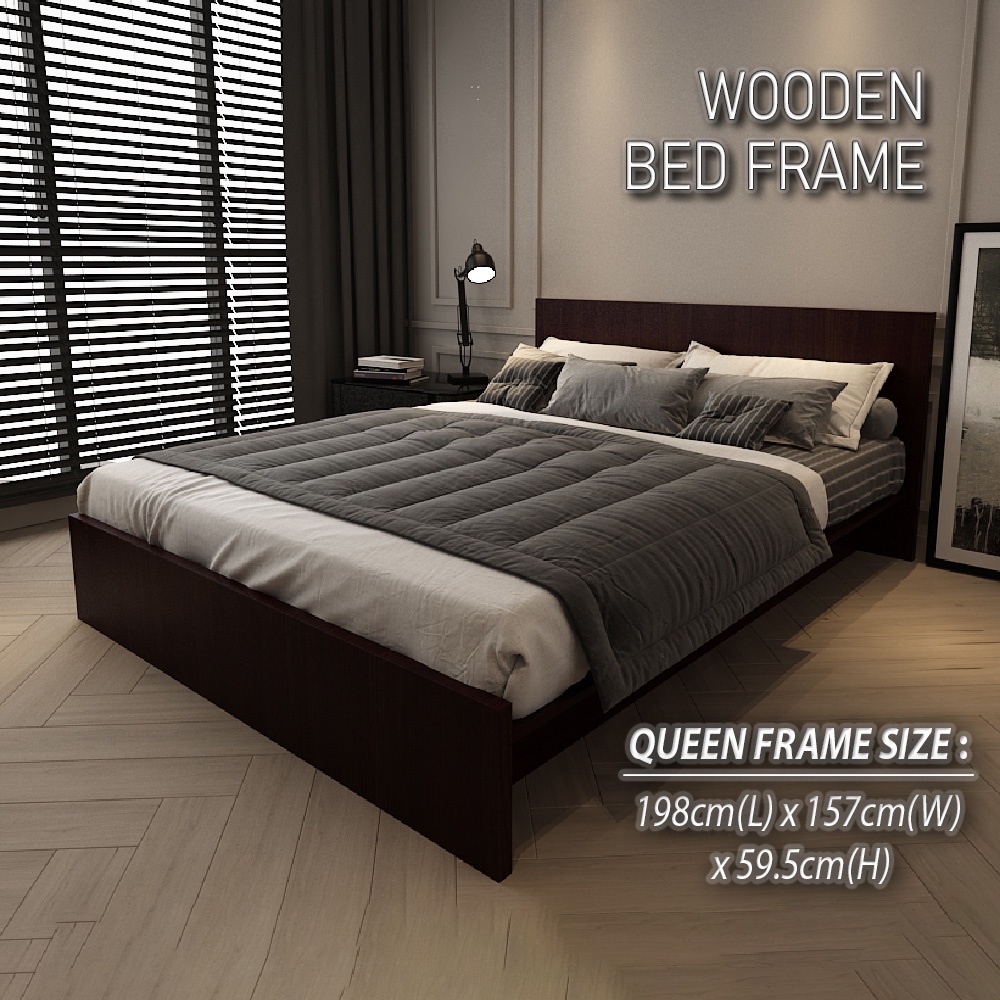 QB HP053 (Single/Queen) Bed Frame Katil Wooden Bed Frame Simple