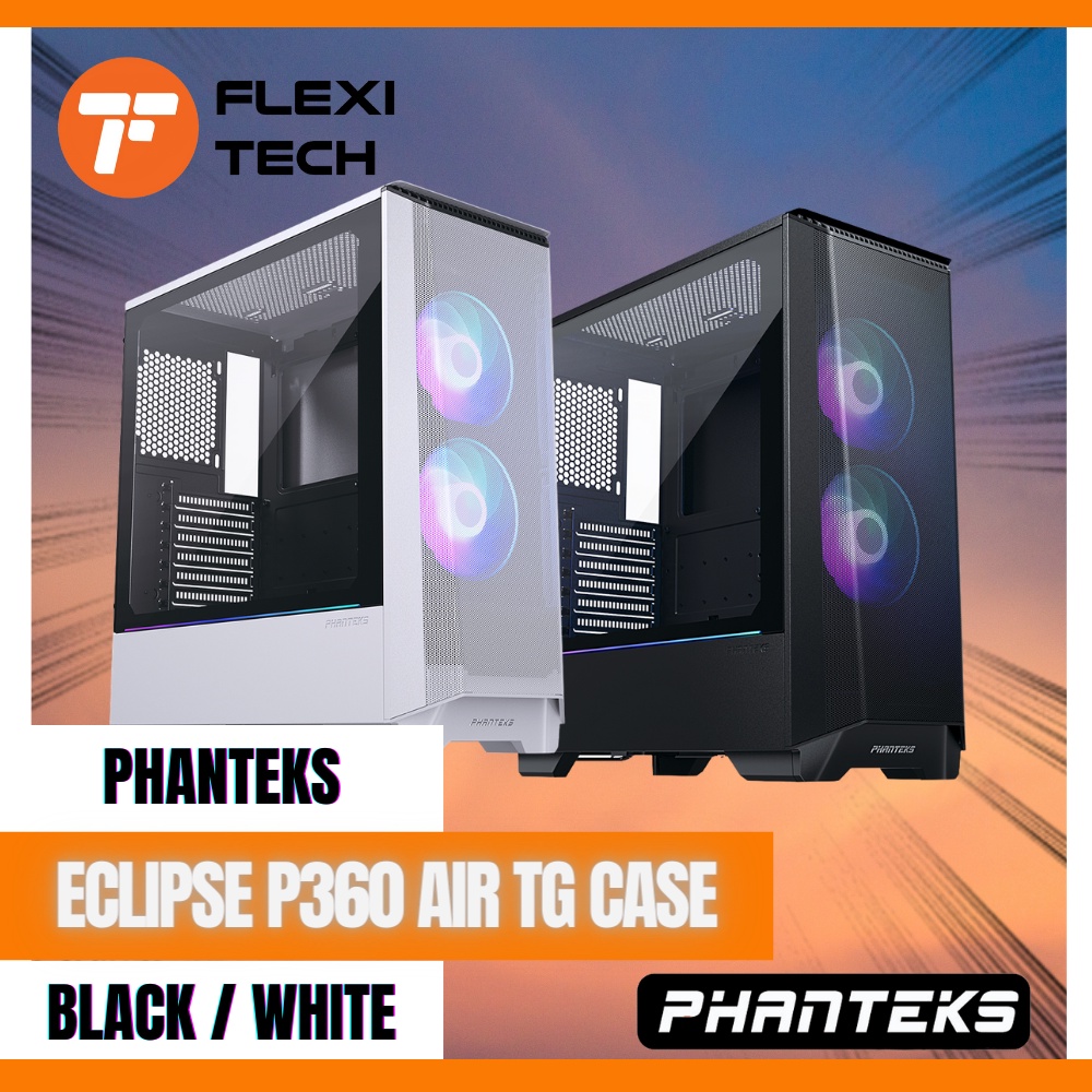 Flexi Tech Phanteks Eclipse P360 Air Mid Tower Casing TG DRGB Glacier ...