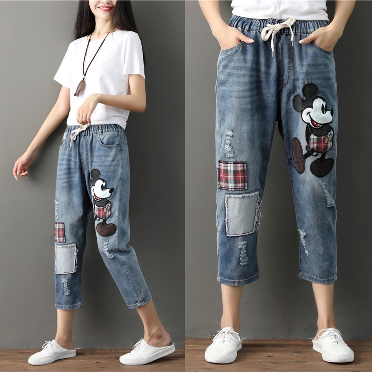 mickey mouse boyfriend jeans