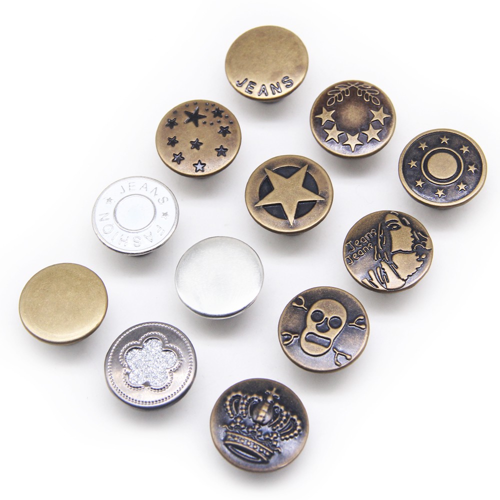 10sets 17mm bronze metal jeans button shank button for pants sewing ...