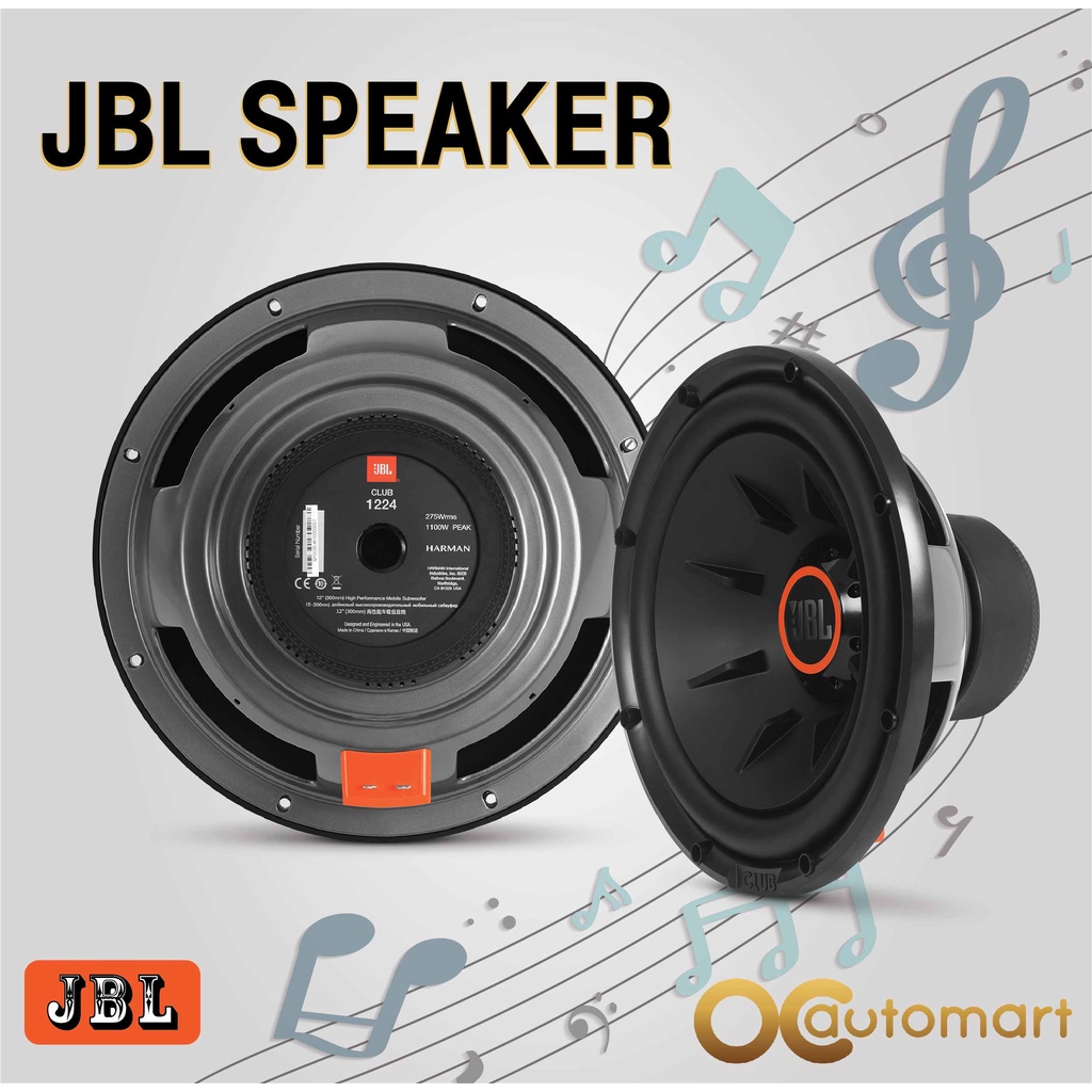 JBL Club 1224 Sub Woofer 1100Watts 12 Inch Woofer Club Series 2 or 4 ohm  Car Subwoofer | Shopee Malaysia